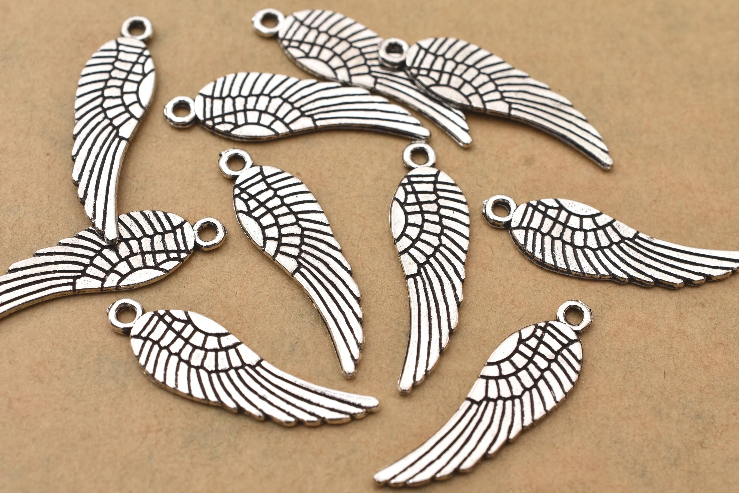 Antique Silver Plated Wings Charms