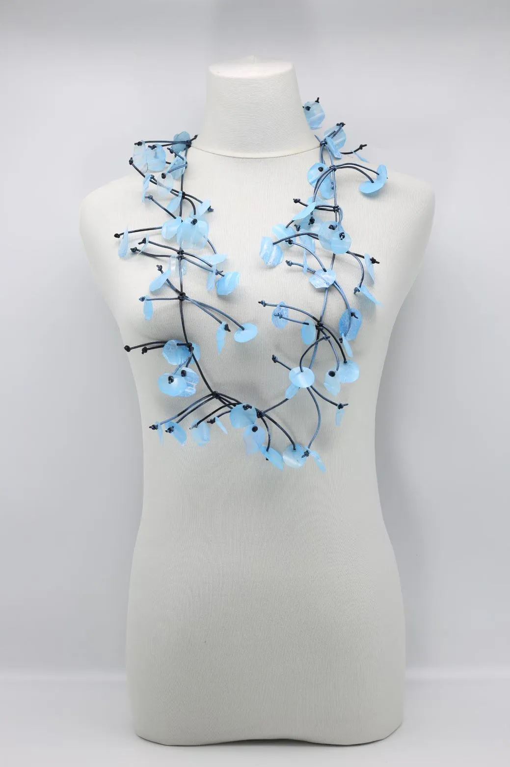 Aqua Water Lily Leaf Necklaces - Hand-painted - Long