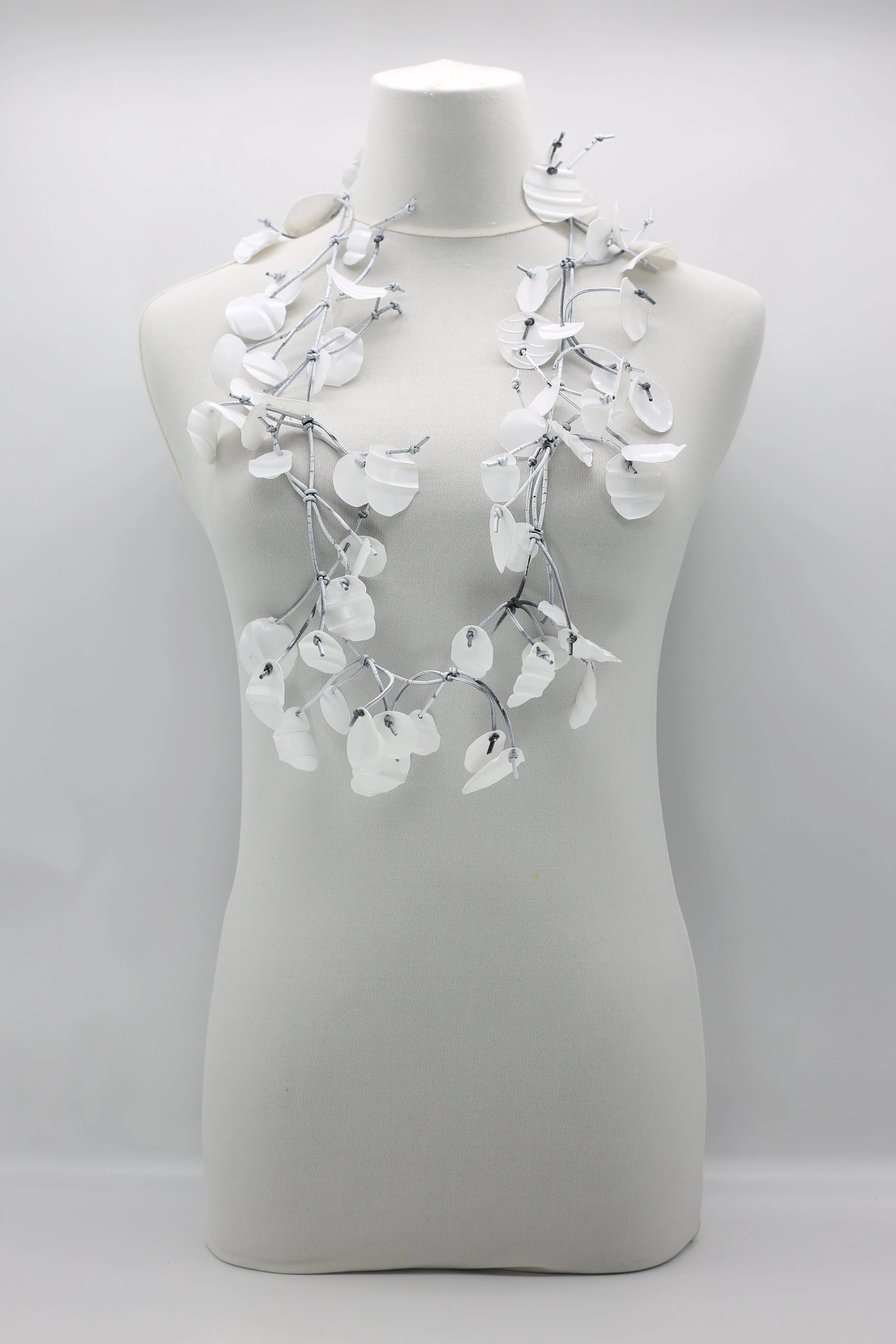 Aqua Water Lily Leaf Necklaces - Hand-painted - Long