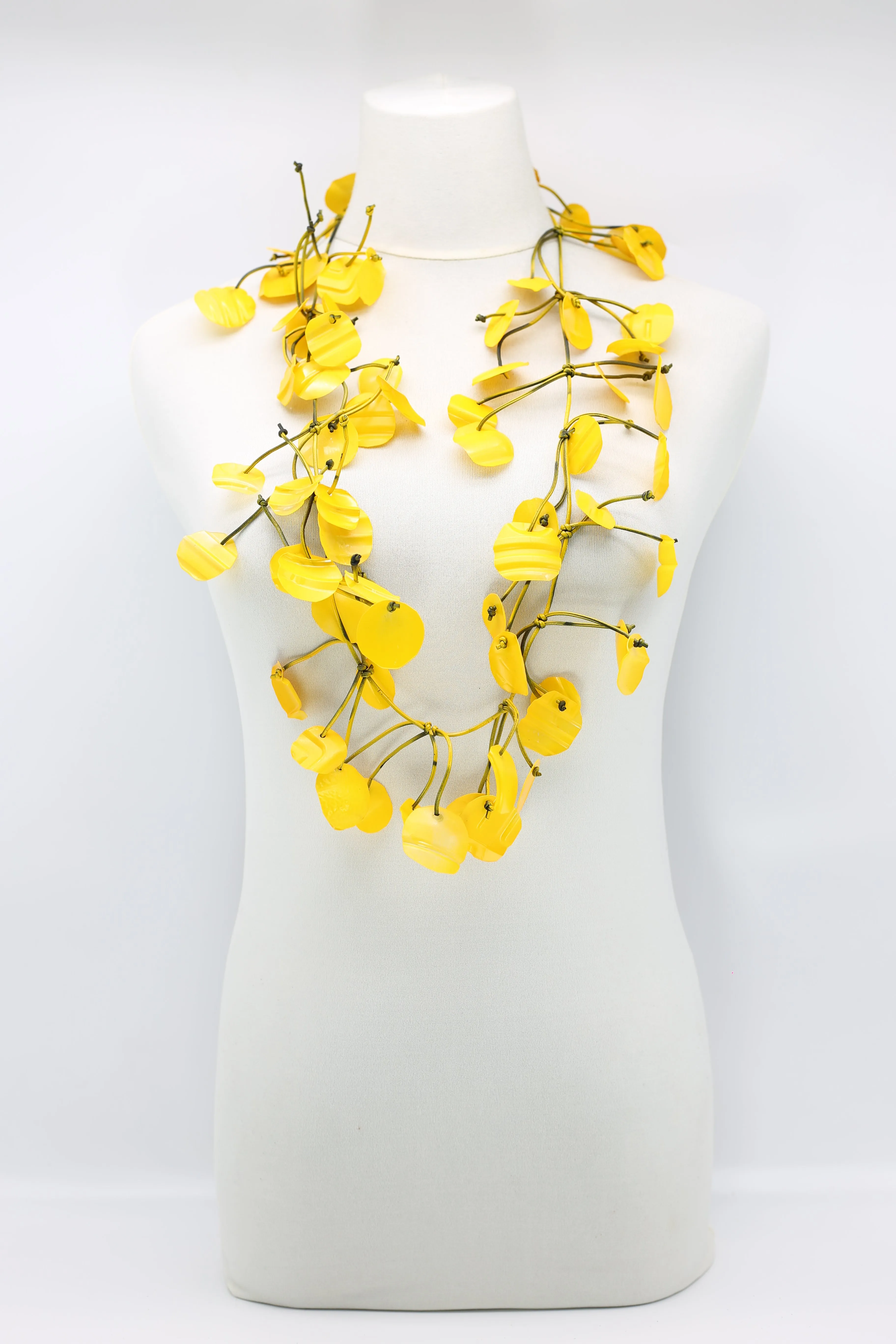 Aqua Water Lily Leaf Necklaces - Hand-painted - Long