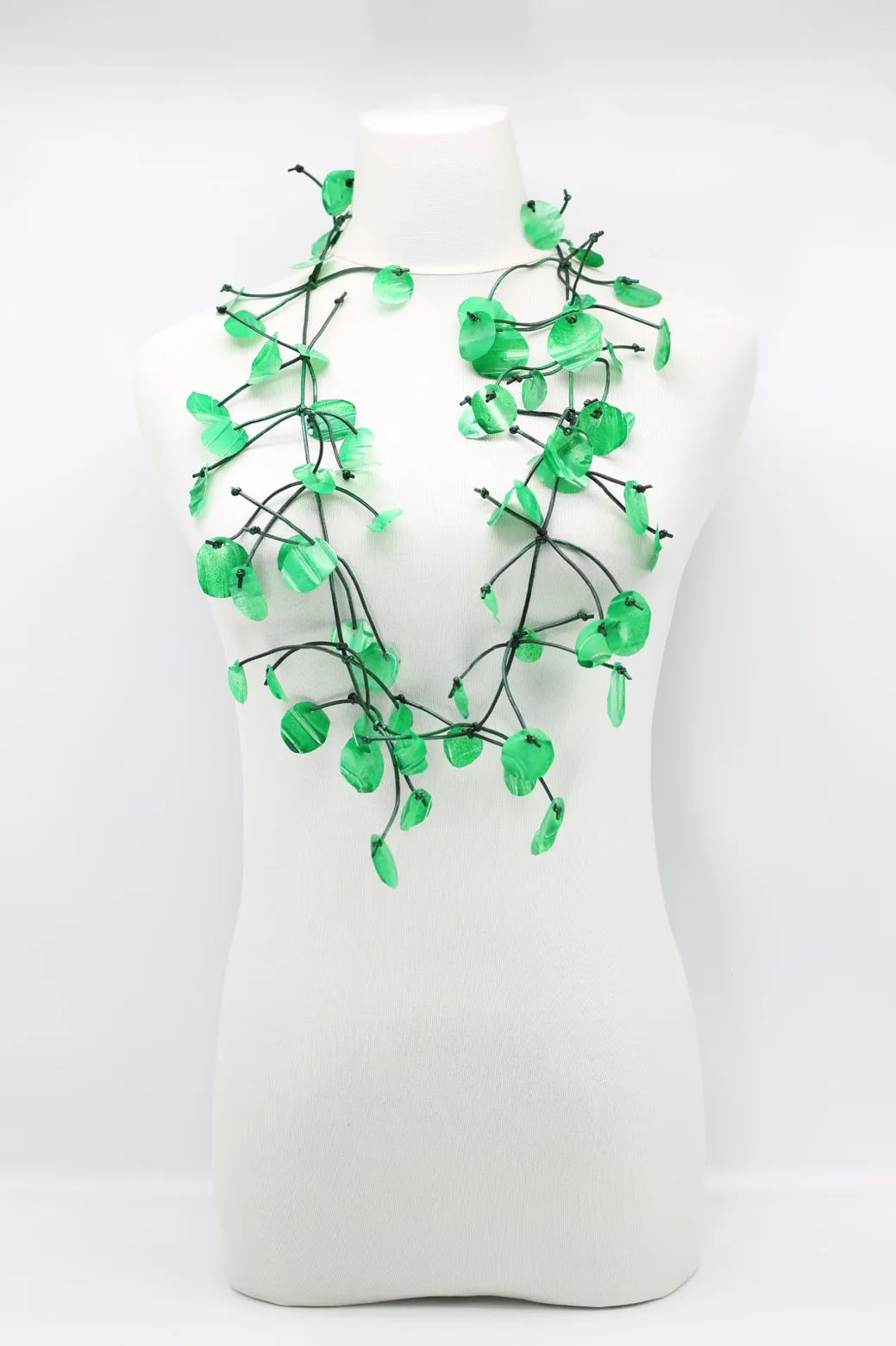 Aqua Water Lily Leaf Necklaces - Hand-painted - Long