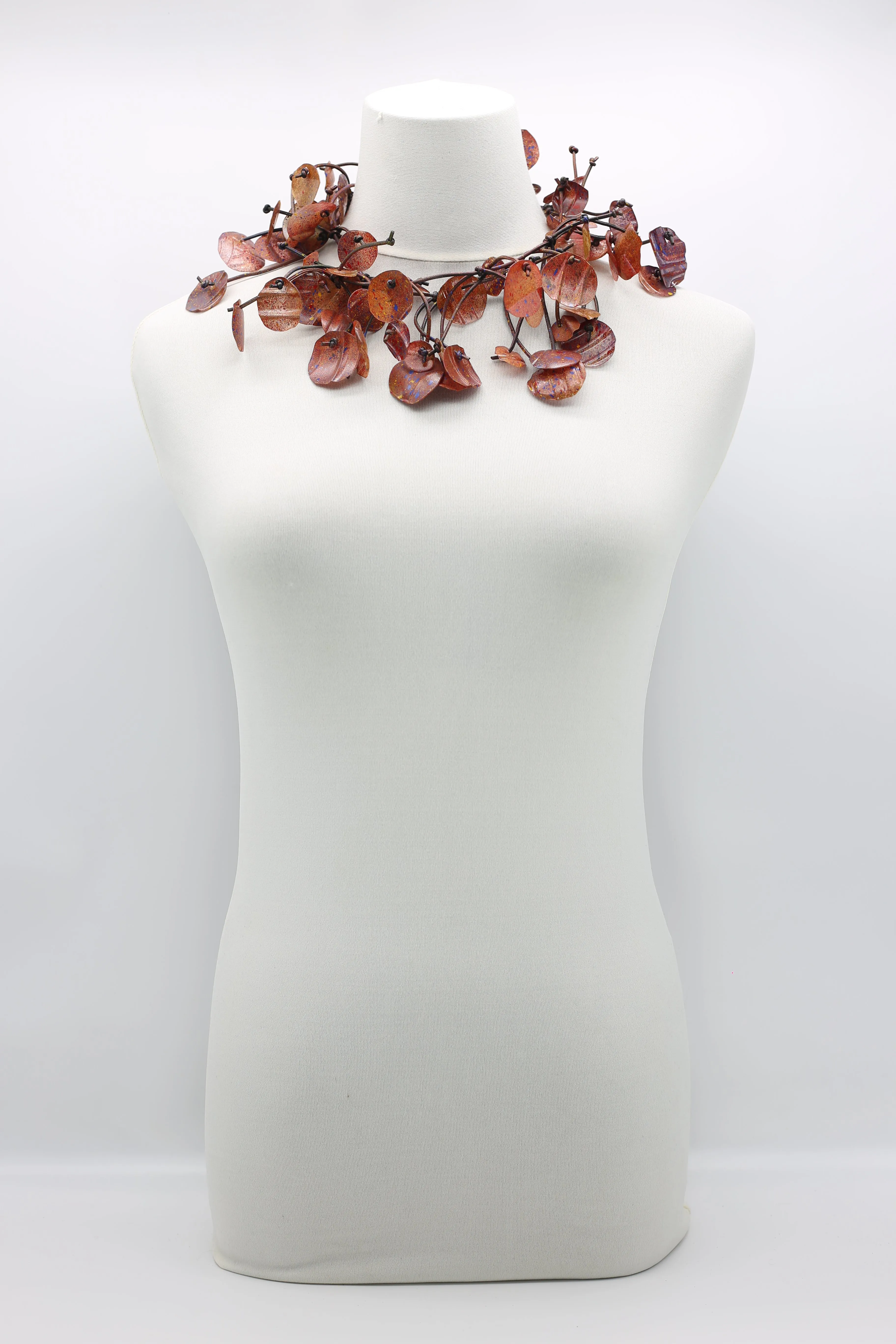Aqua Water Lily Leaf Necklaces - Hand-painted - Long