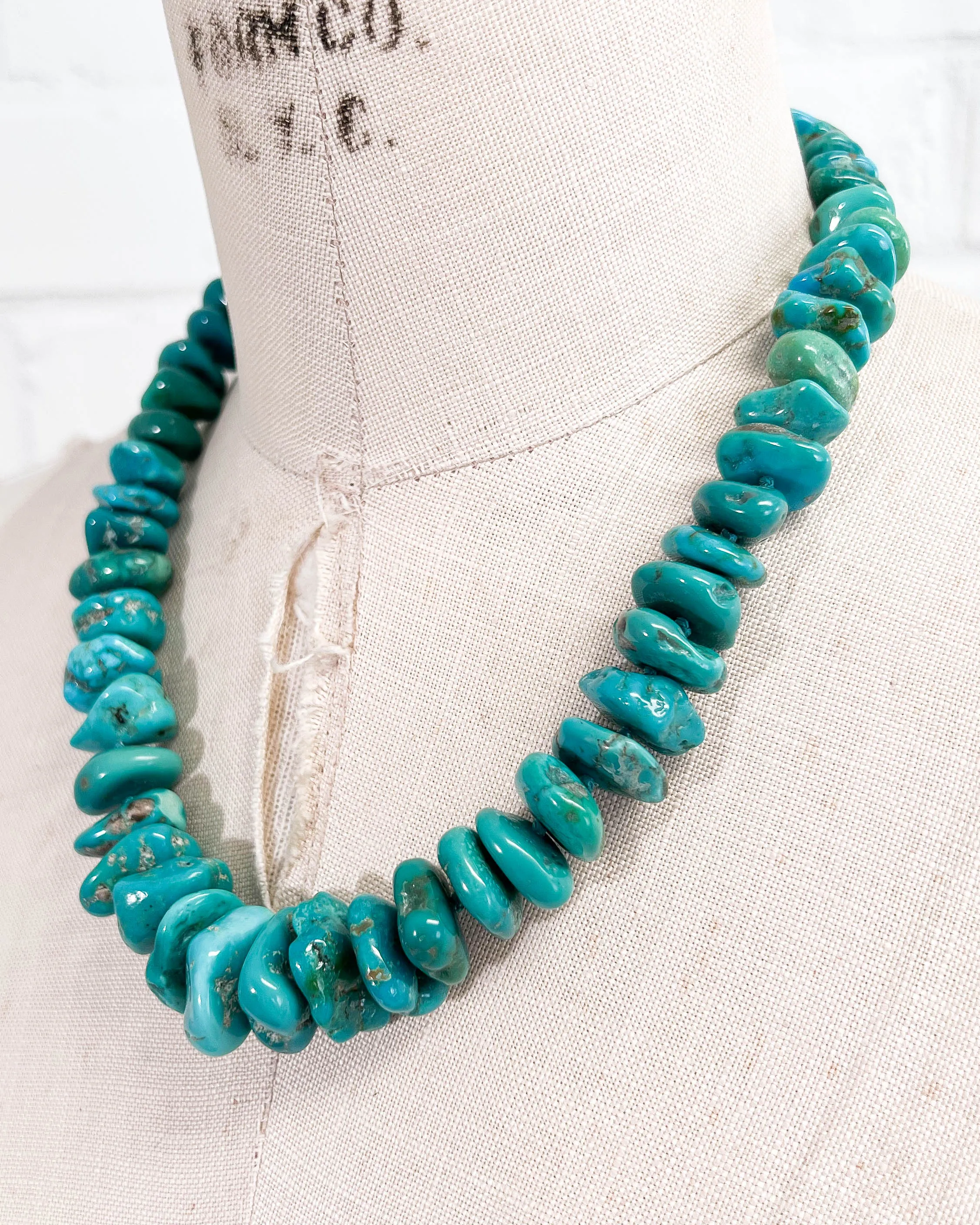 Arizona Sleeping Beauty Turquoise Nugget Hand-Knotted Necklace