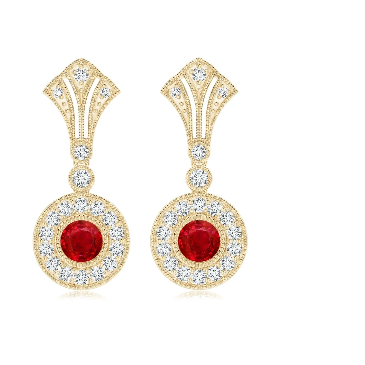 Art Deco 4 MM Round Red Cz 25 Sterling Silver Wedding Earring