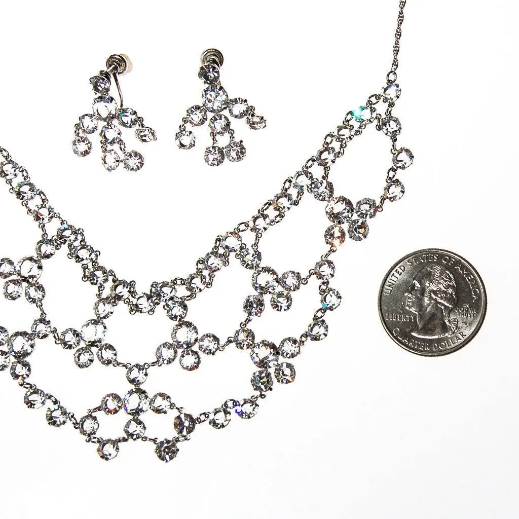 Art Deco Bezel Set Crystal Necklace & Earring Set
