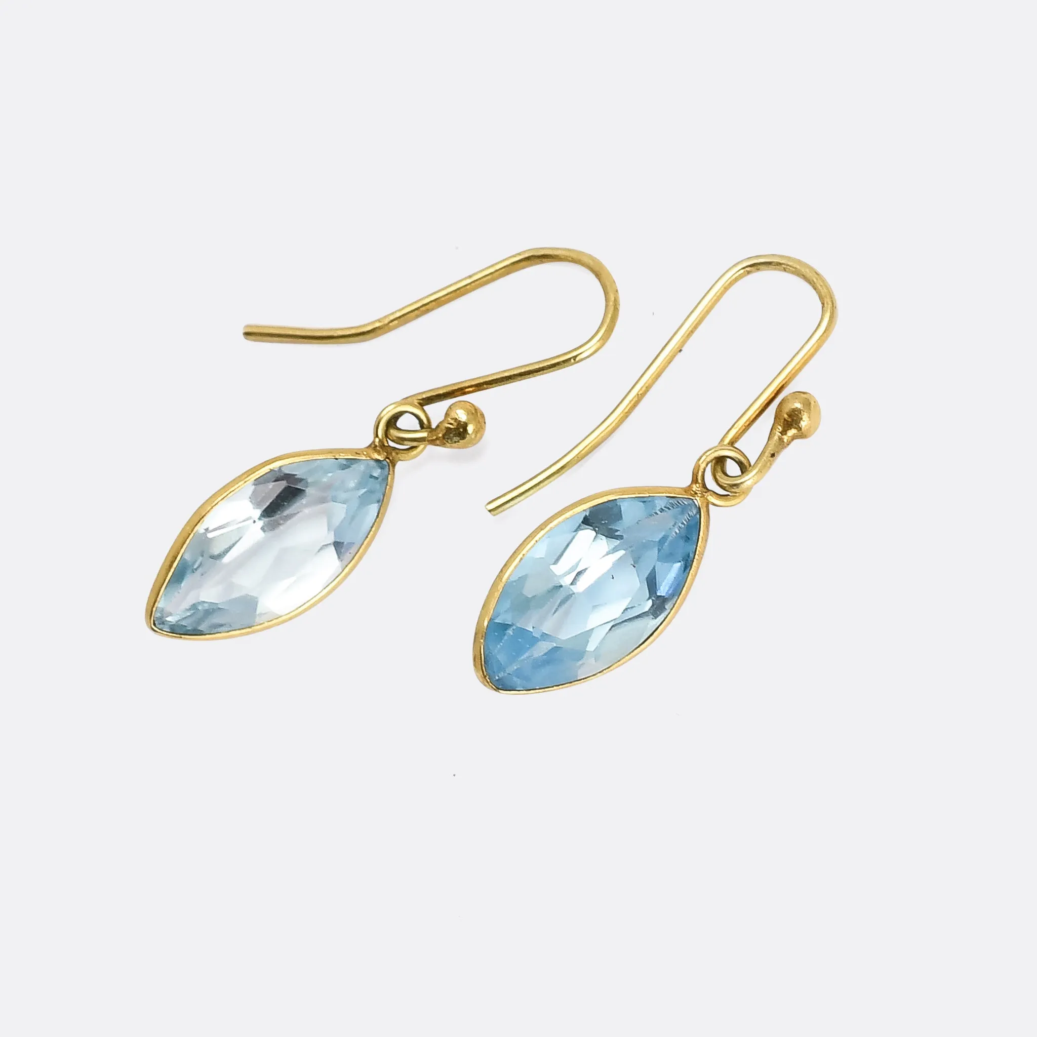 Art Deco Blue Topaz Marquise Earrings