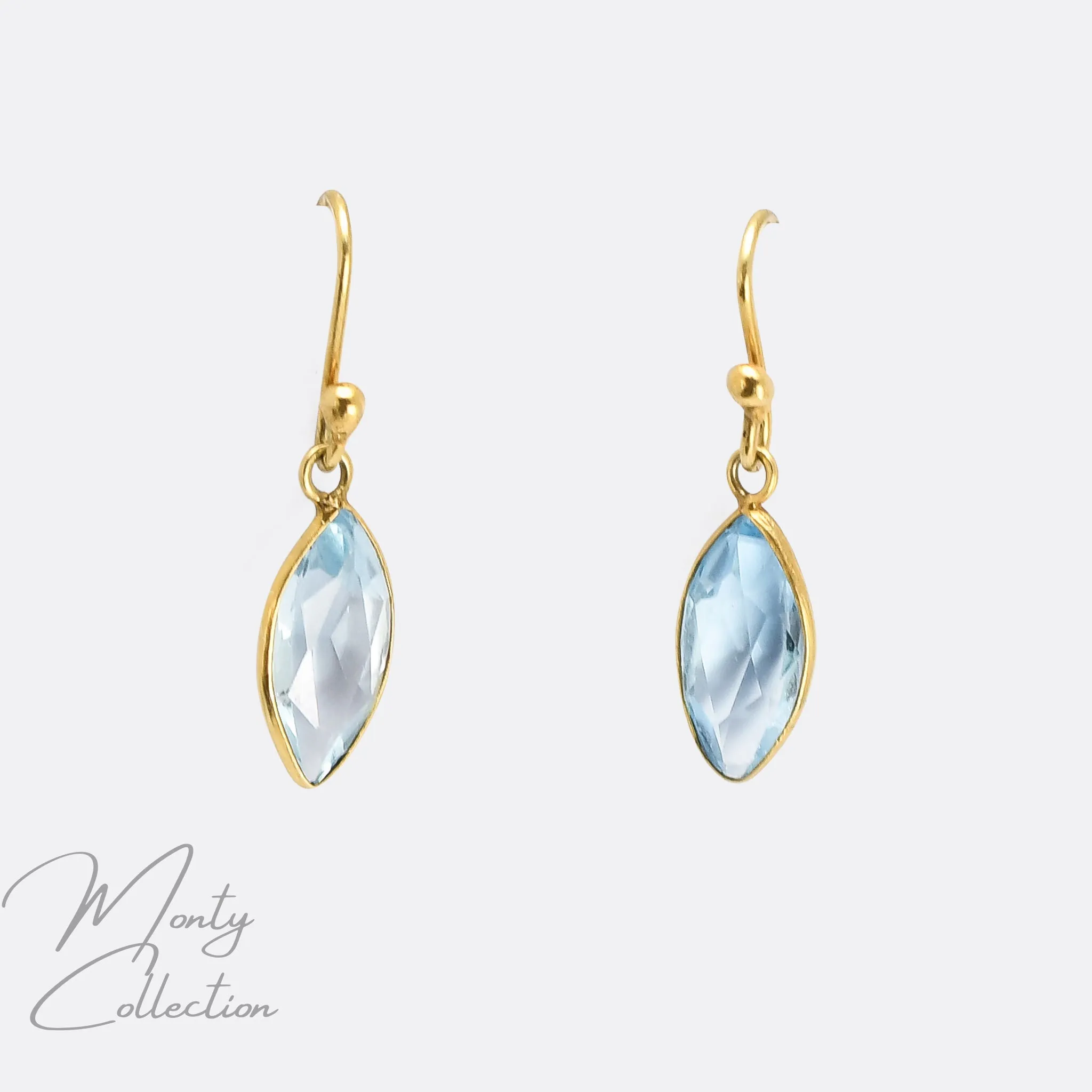 Art Deco Blue Topaz Marquise Earrings