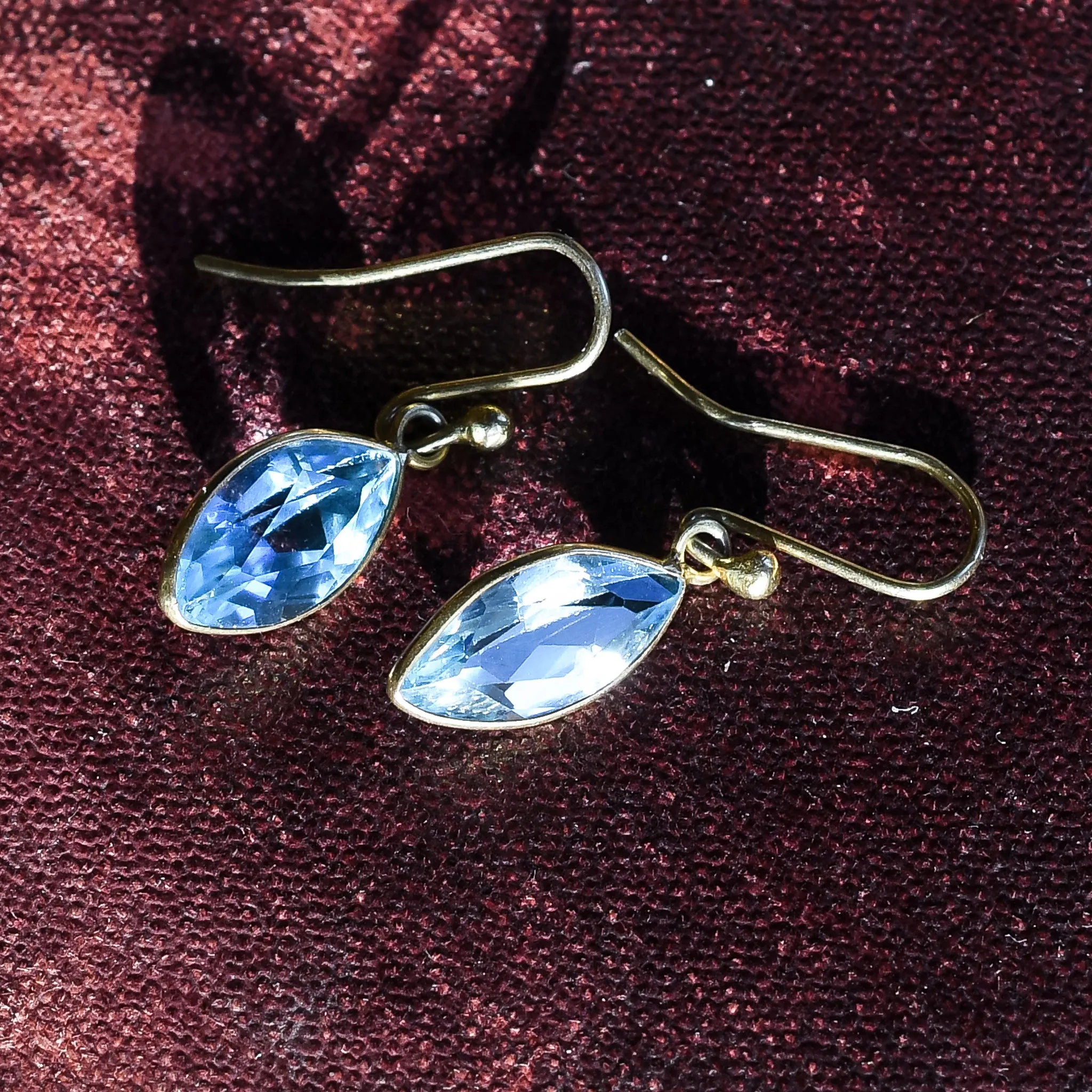 Art Deco Blue Topaz Marquise Earrings