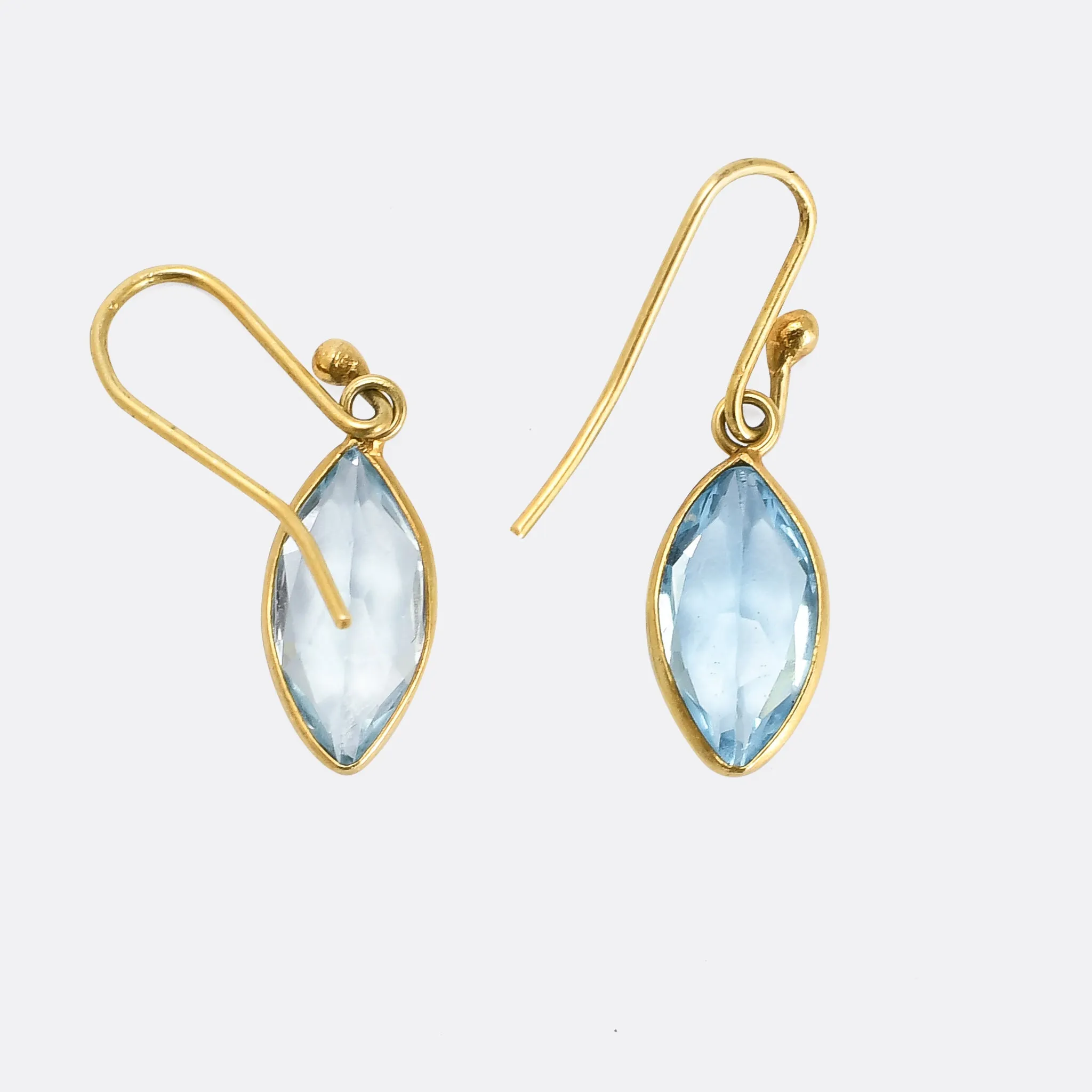 Art Deco Blue Topaz Marquise Earrings