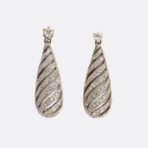 Art Deco Diamond Striped Torpedo Earrings