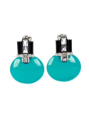 Art Deco Disc Crystal Earrings