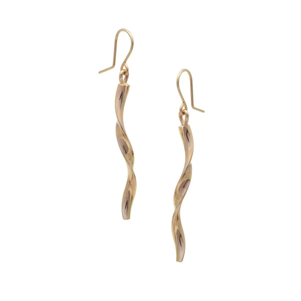 Art Deco Drop Earrings | Satin Finish | Gold-filled