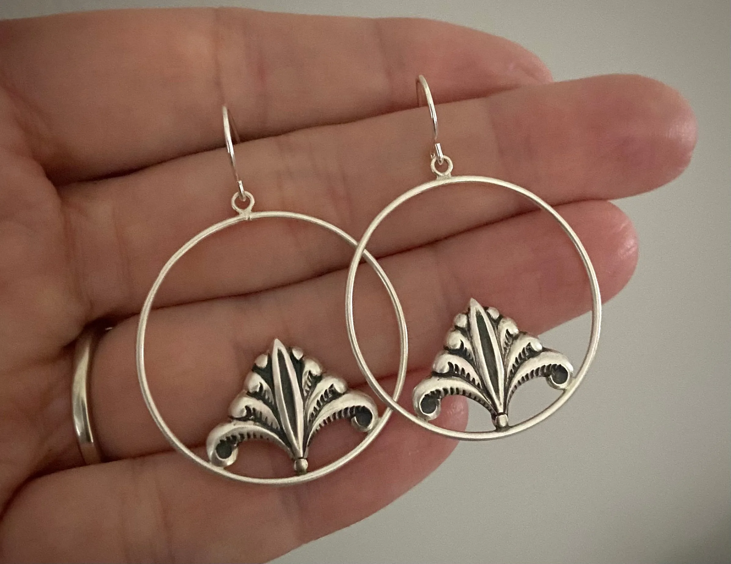 Art Deco Frond Hoops