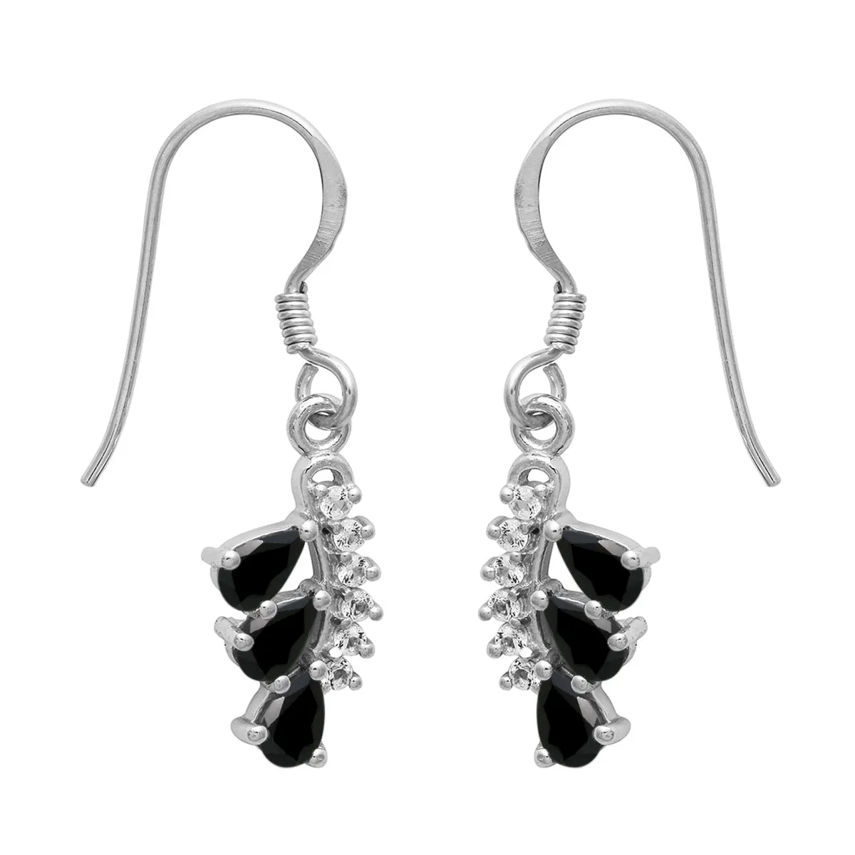 Art Deco Multi Choice Gemstone 925 Sterling Silver Cluster Earring