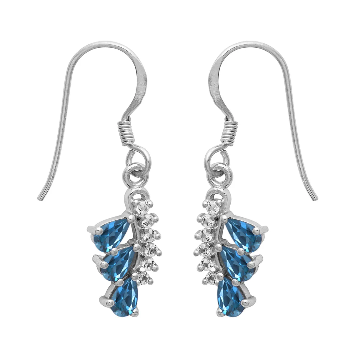 Art Deco Multi Choice Gemstone 925 Sterling Silver Cluster Earring