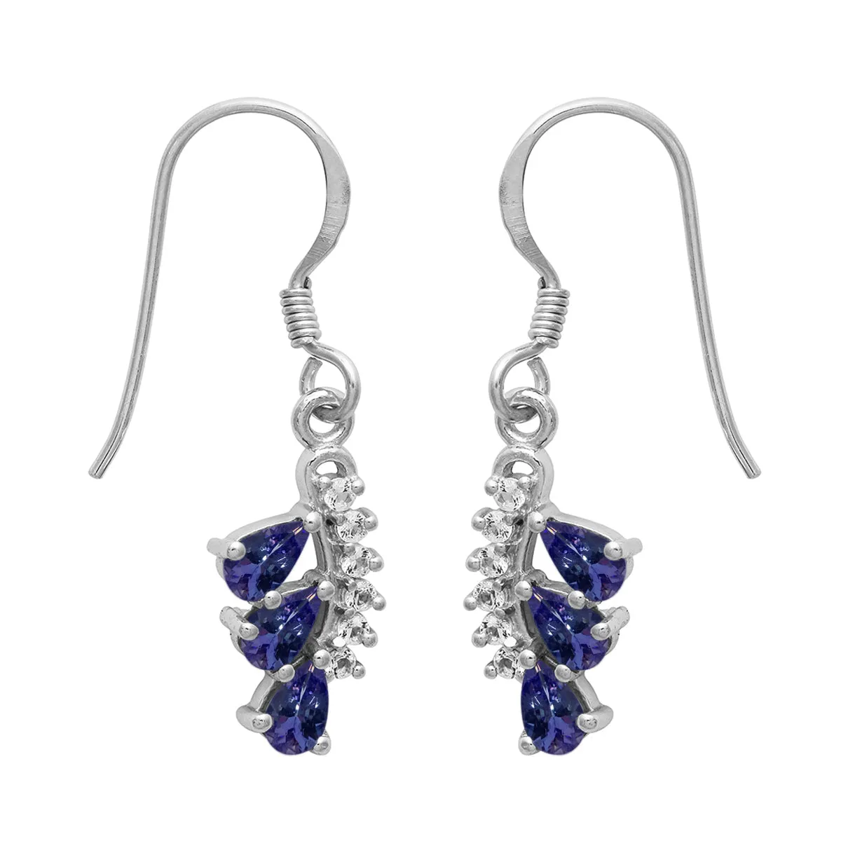 Art Deco Multi Choice Gemstone 925 Sterling Silver Cluster Earring