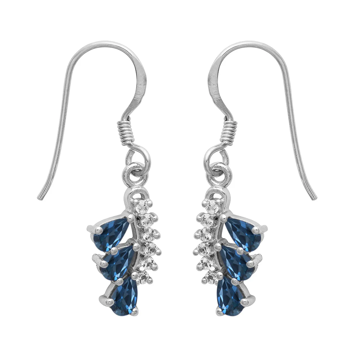 Art Deco Multi Choice Gemstone 925 Sterling Silver Cluster Earring