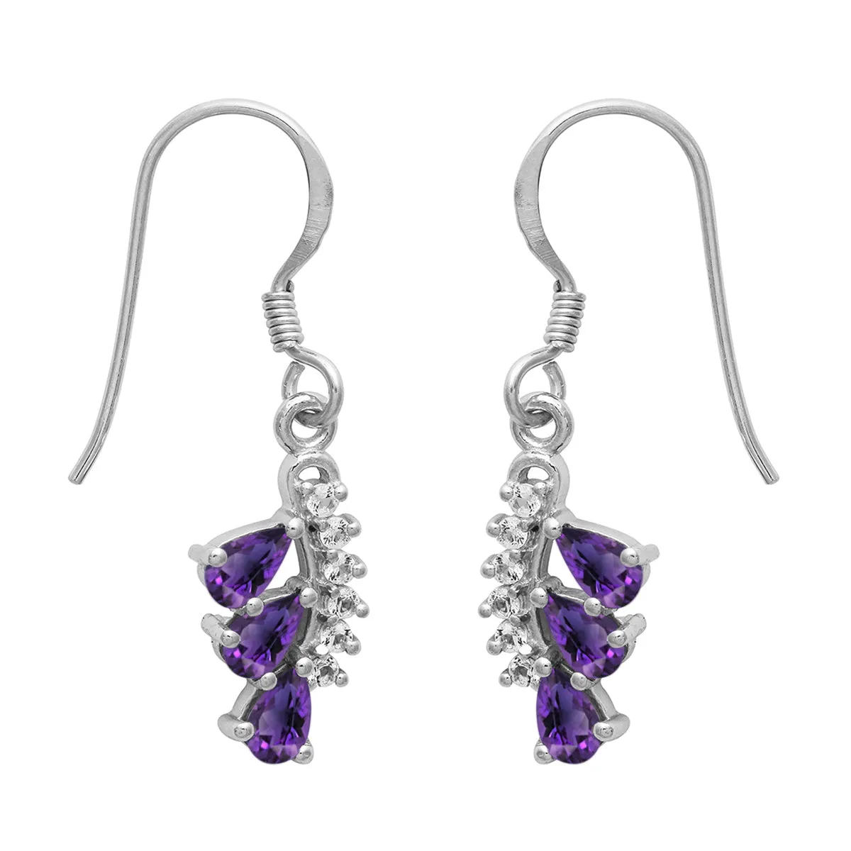 Art Deco Multi Choice Gemstone 925 Sterling Silver Cluster Earring