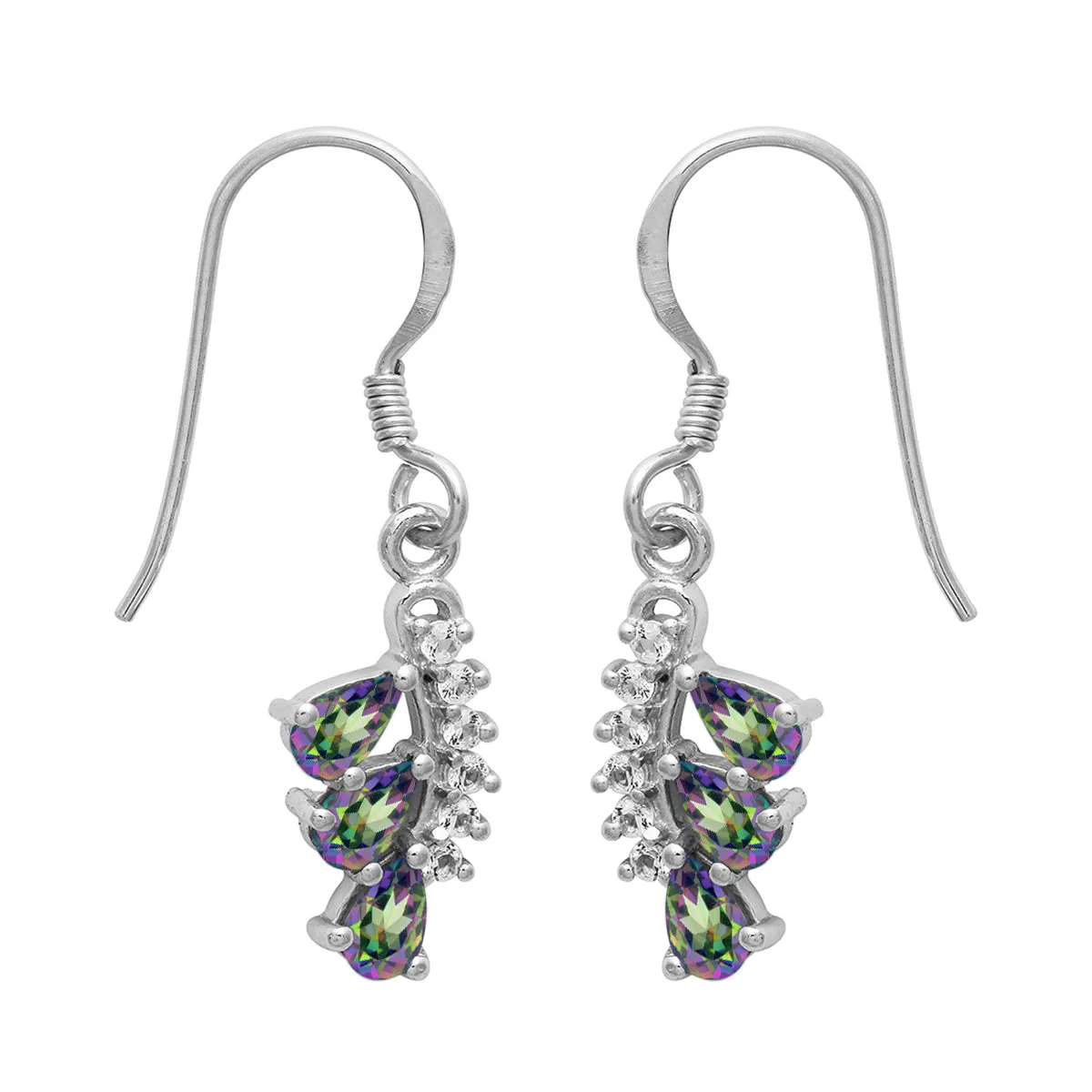 Art Deco Multi Choice Gemstone 925 Sterling Silver Cluster Earring