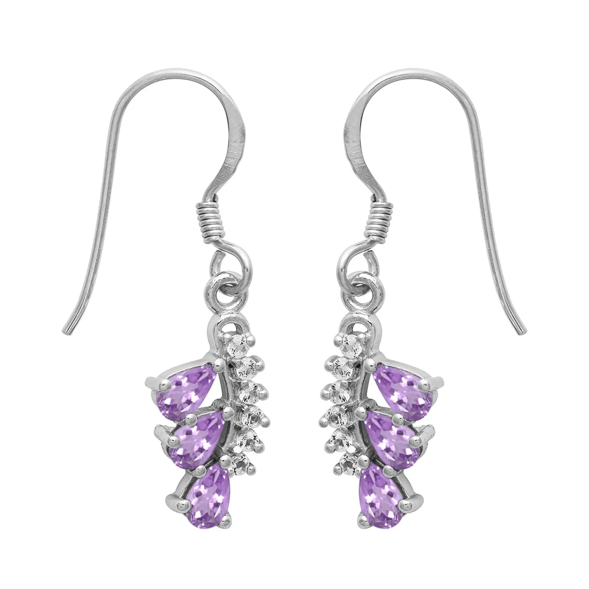 Art Deco Multi Choice Gemstone 925 Sterling Silver Cluster Earring