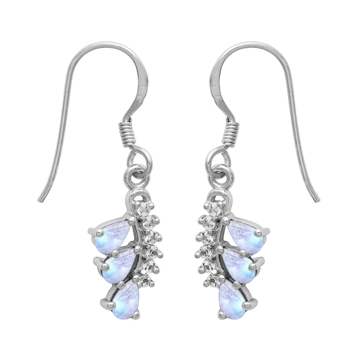Art Deco Multi Choice Gemstone 925 Sterling Silver Cluster Earring