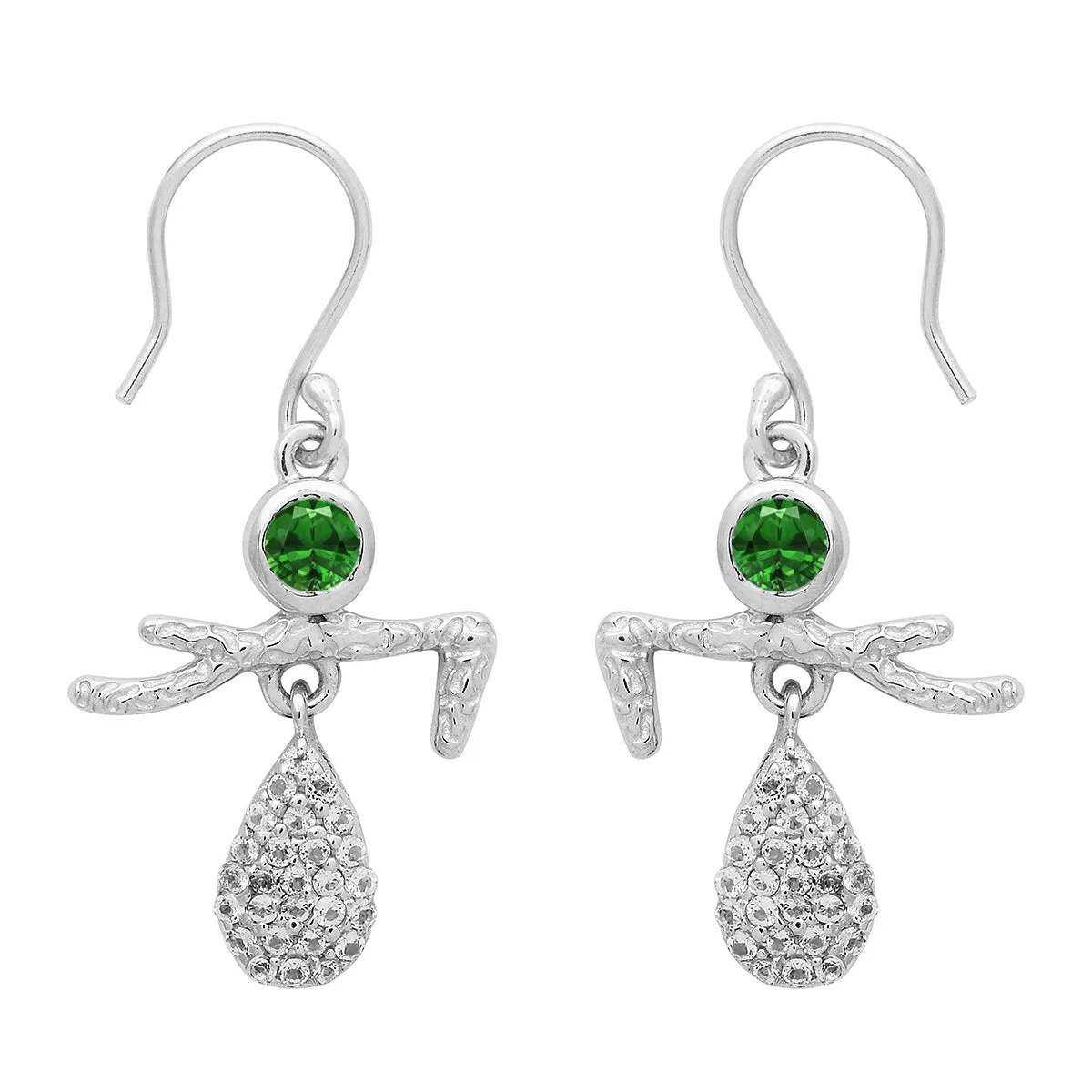 Art Deco Multi Choice Gemstone 925 Sterling Silver Earring