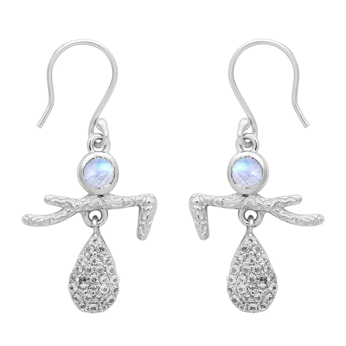 Art Deco Multi Choice Gemstone 925 Sterling Silver Earring