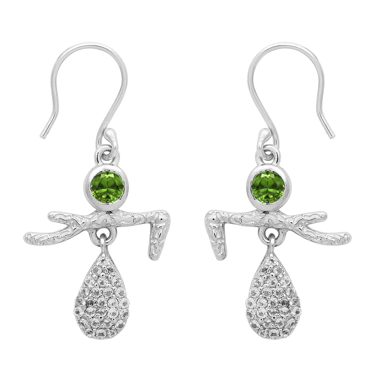 Art Deco Multi Choice Gemstone 925 Sterling Silver Earring