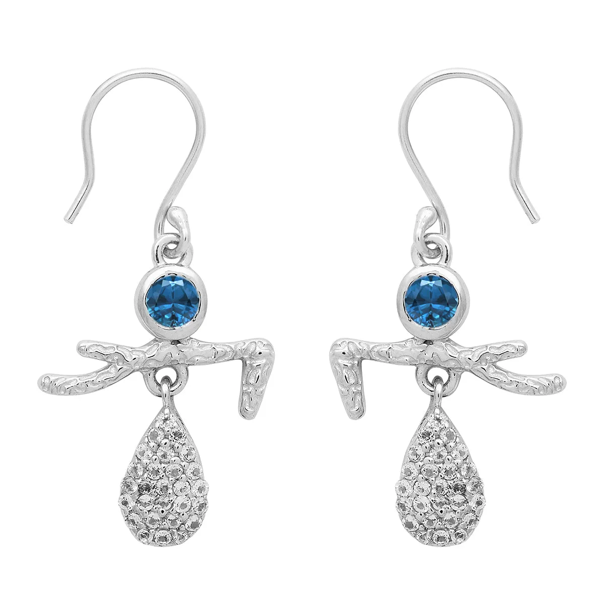 Art Deco Multi Choice Gemstone 925 Sterling Silver Earring