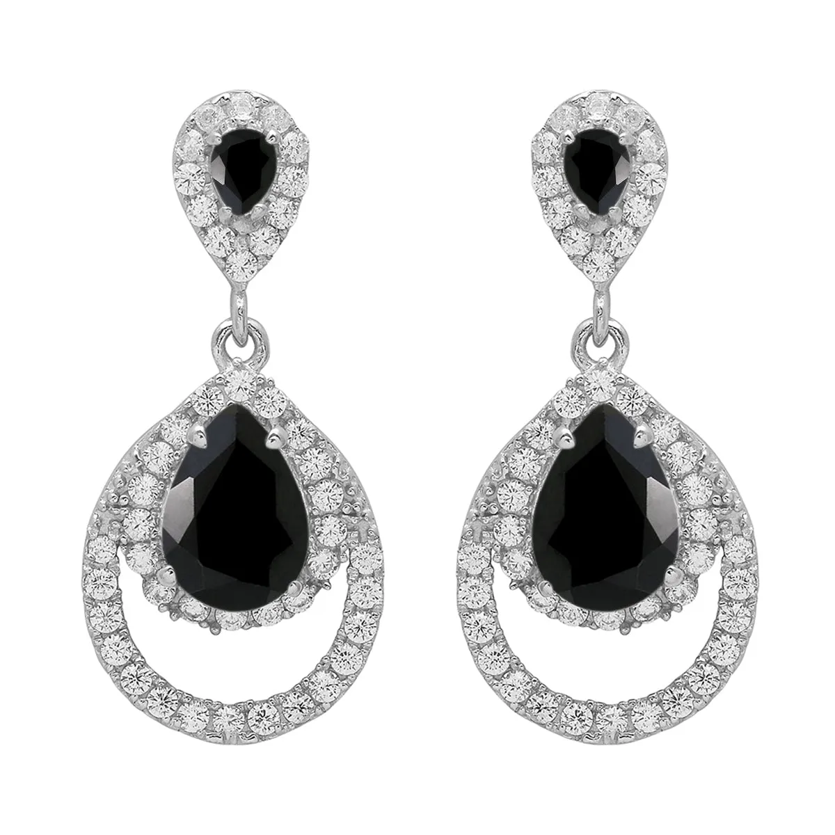 Art Deco Multi Choice Gemstone 925 Sterling Silver Earring