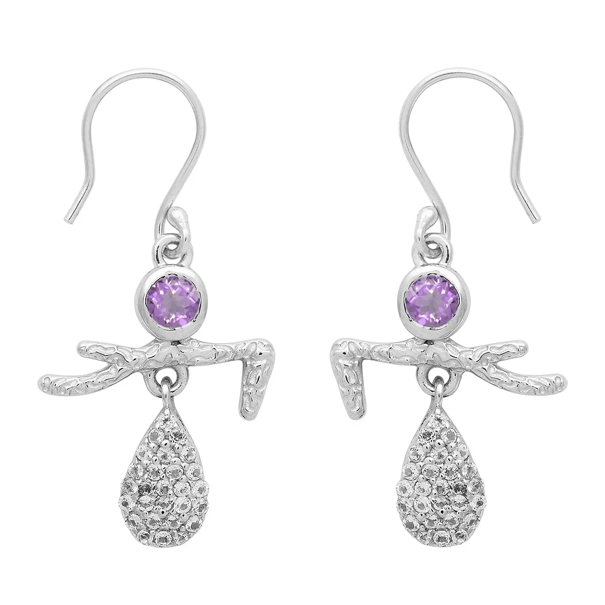Art Deco Multi Choice Gemstone 925 Sterling Silver Earring