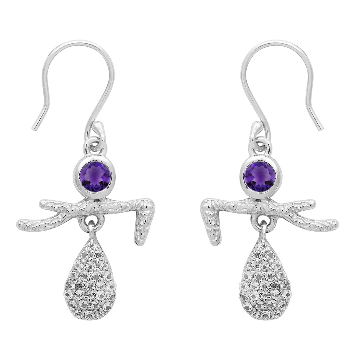 Art Deco Multi Choice Gemstone 925 Sterling Silver Earring