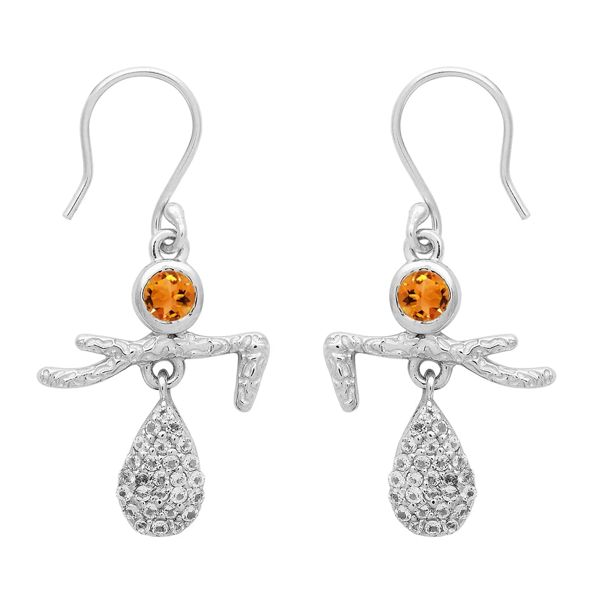 Art Deco Multi Choice Gemstone 925 Sterling Silver Earring