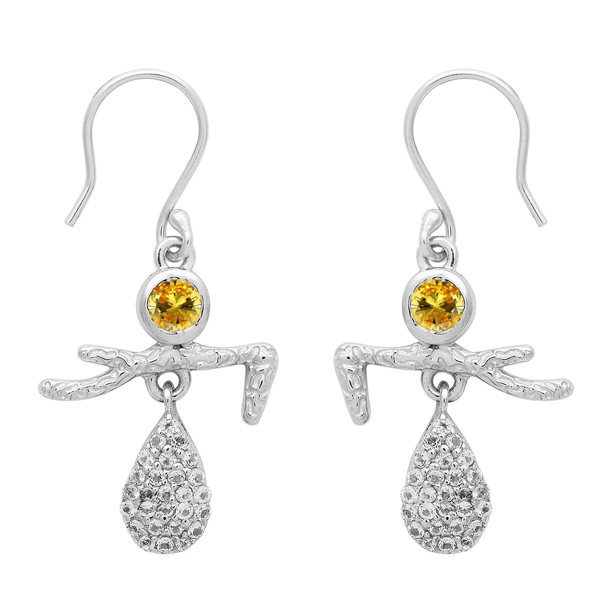 Art Deco Multi Choice Gemstone 925 Sterling Silver Earring