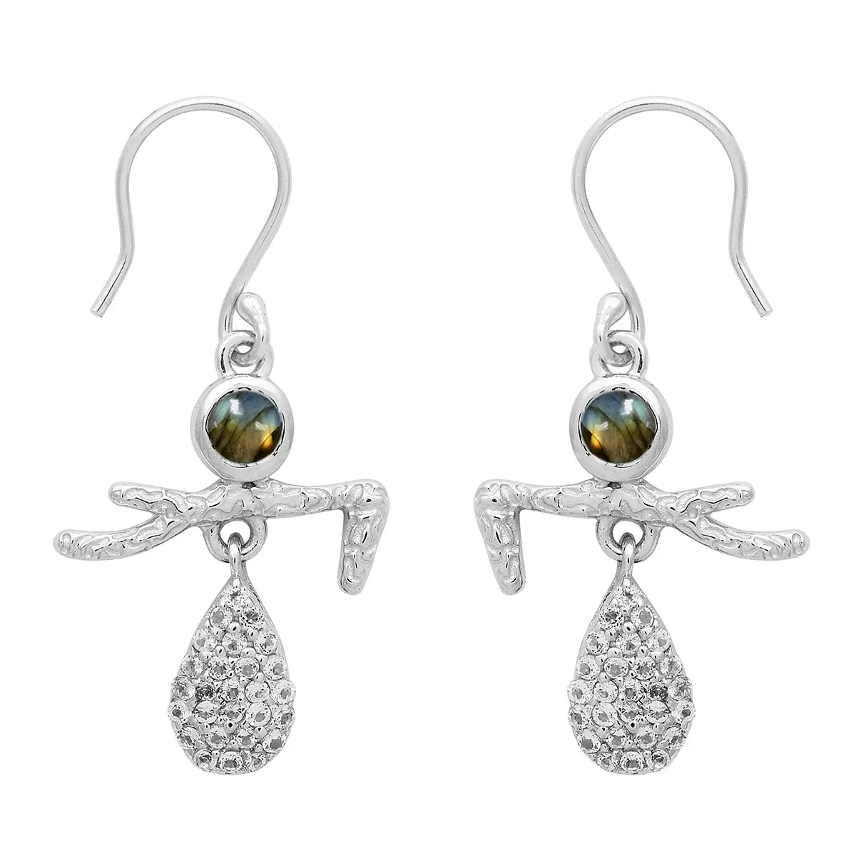 Art Deco Multi Choice Gemstone 925 Sterling Silver Earring
