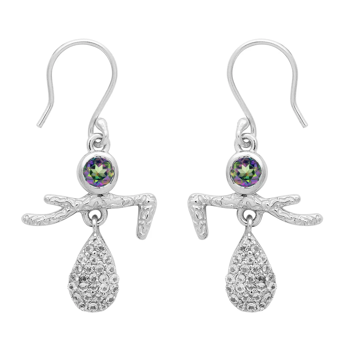 Art Deco Multi Choice Gemstone 925 Sterling Silver Earring