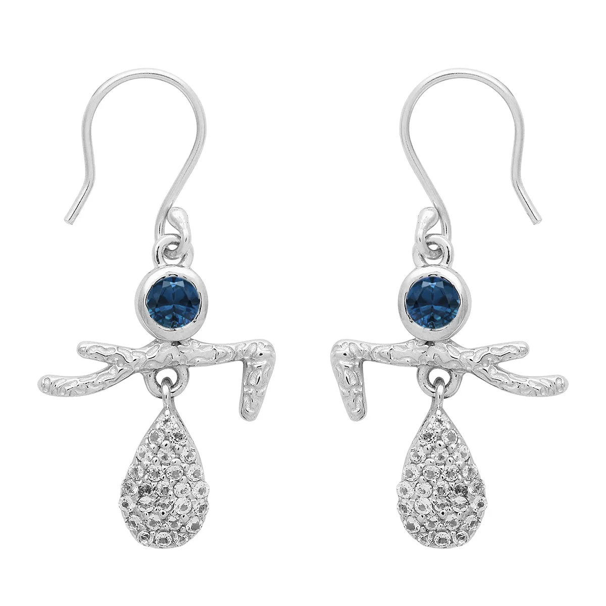 Art Deco Multi Choice Gemstone 925 Sterling Silver Earring