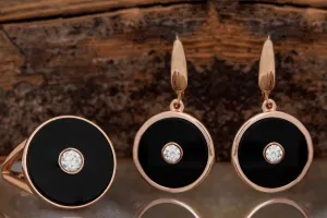 Art Deco Onyx earrings with diamonds
