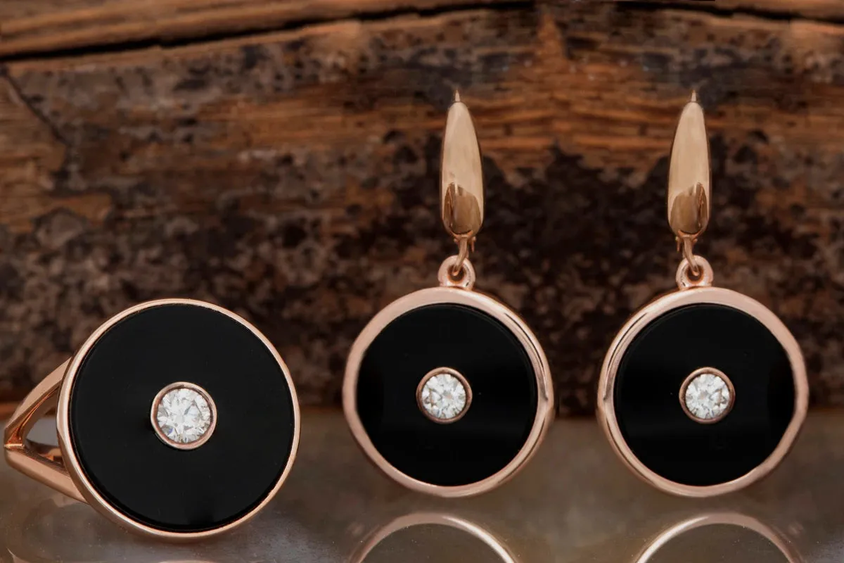 Art Deco Onyx earrings with diamonds
