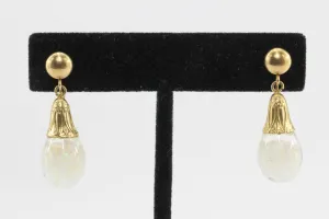 Art Deco Original Horace Welch 14K Gold Floating Opal Drop Earrings c1930