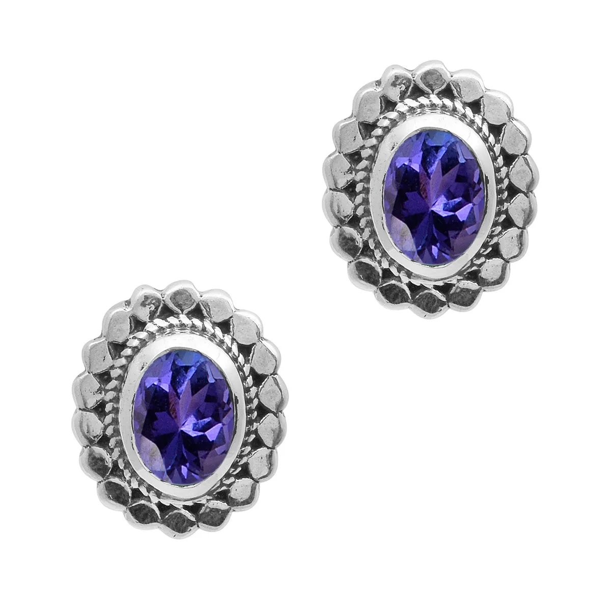 Art Deco Oval Shape Multi Choice Gemstone 925 Sterling Silver Earring