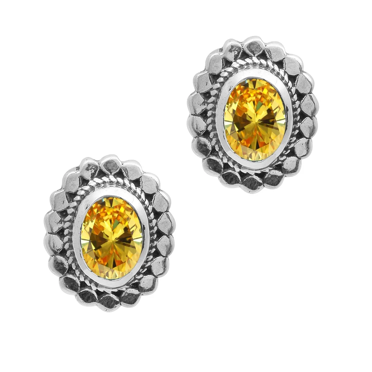 Art Deco Oval Shape Multi Choice Gemstone 925 Sterling Silver Earring