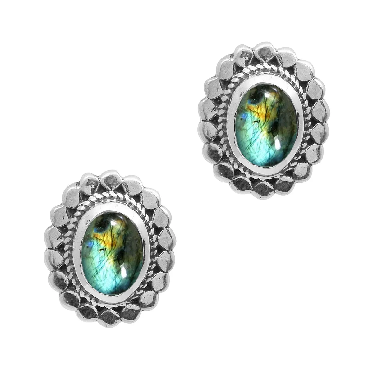 Art Deco Oval Shape Multi Choice Gemstone 925 Sterling Silver Earring