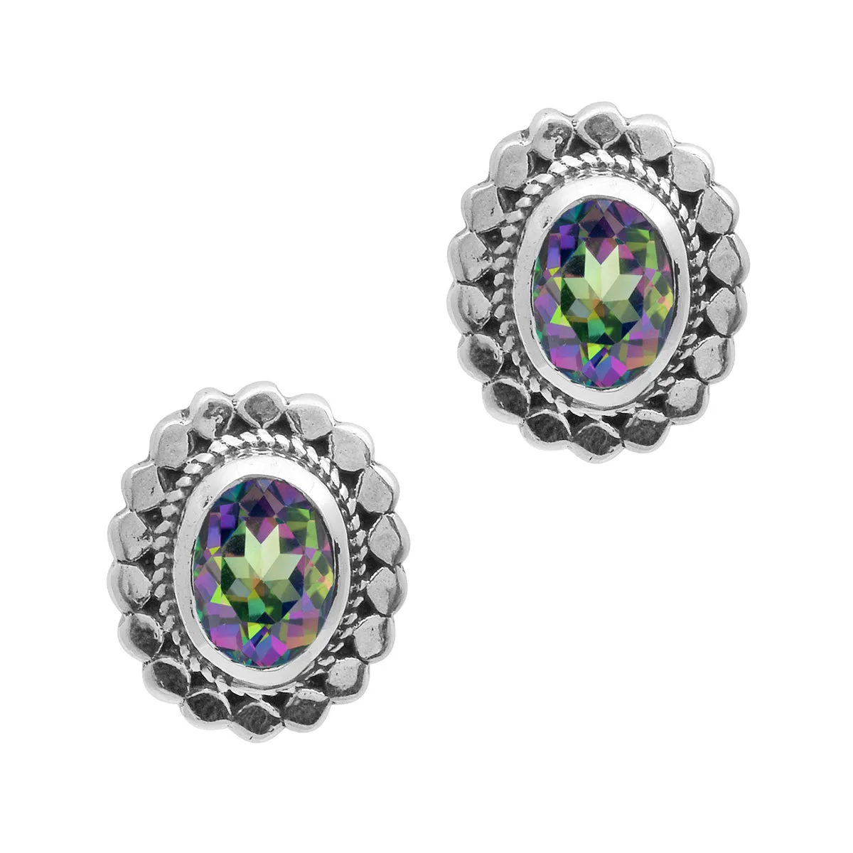 Art Deco Oval Shape Multi Choice Gemstone 925 Sterling Silver Earring