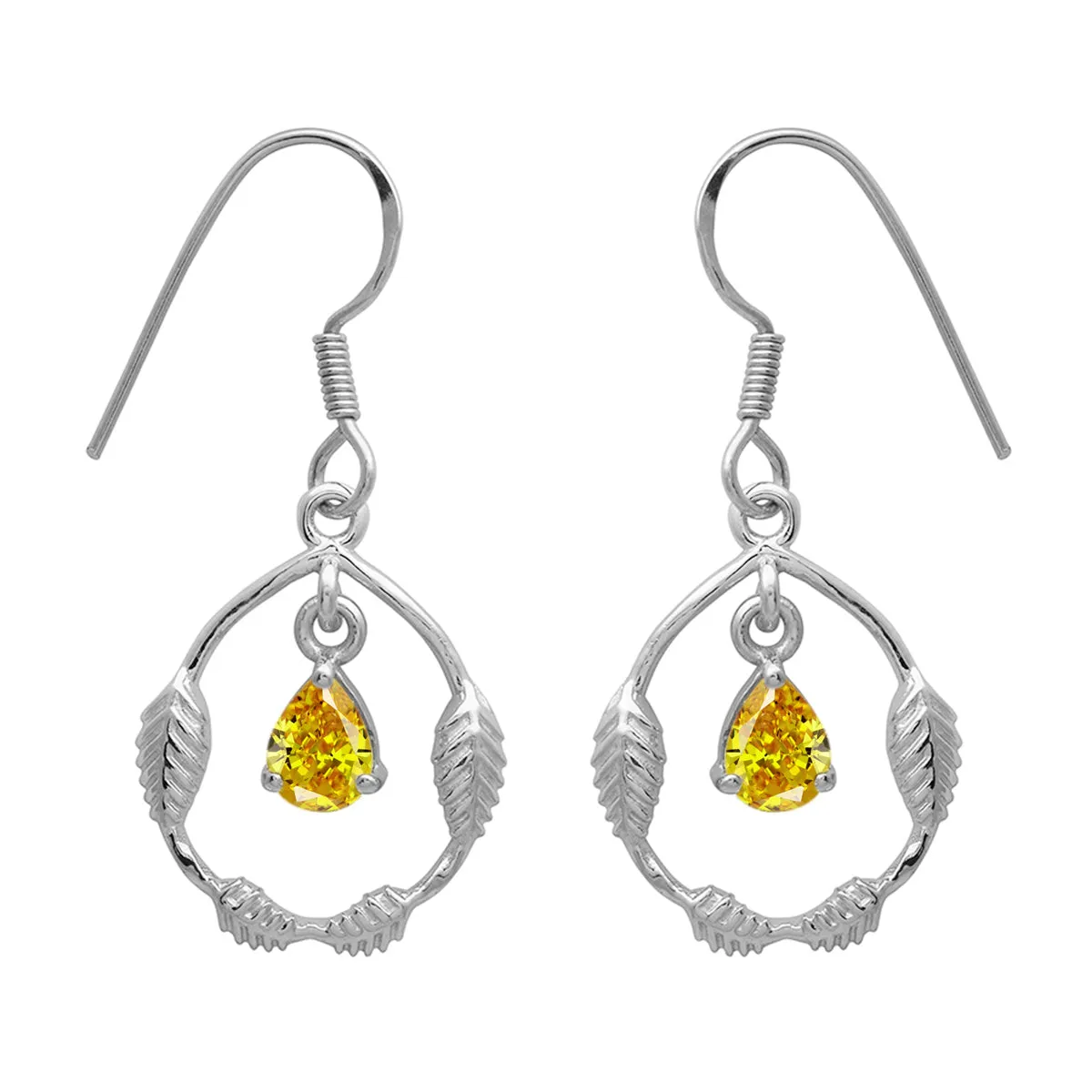 Art Deco Pear Multi Choice Gemstone 925 Sterling Silver Earring