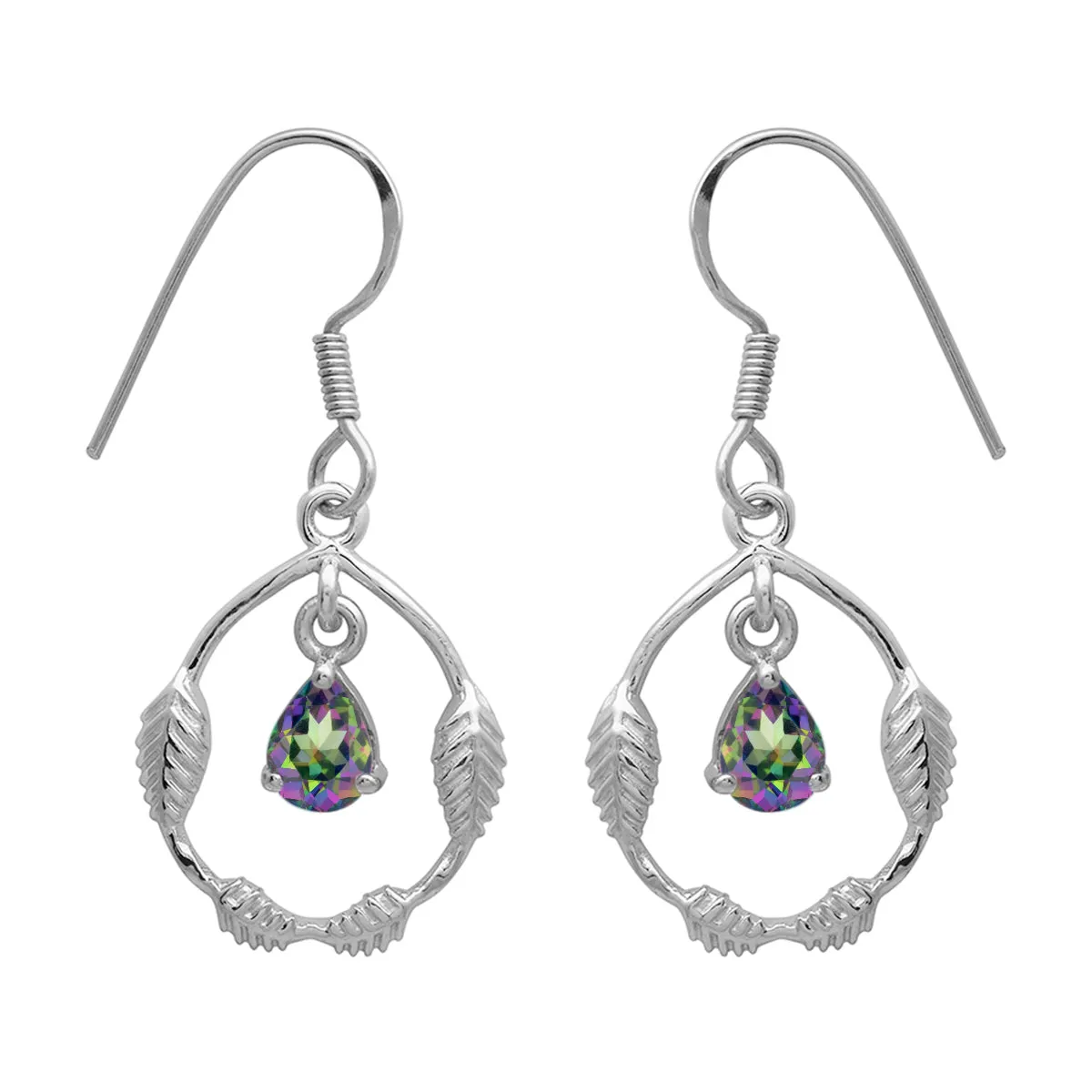 Art Deco Pear Multi Choice Gemstone 925 Sterling Silver Earring