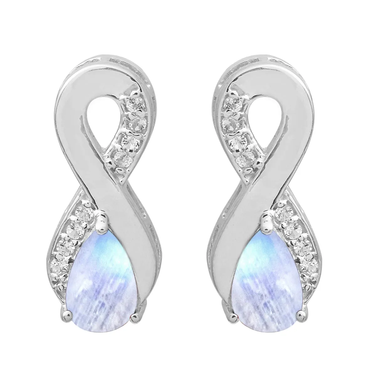 Art Deco Pear Multi Choice Gemstone 925 Sterling Silver Earring