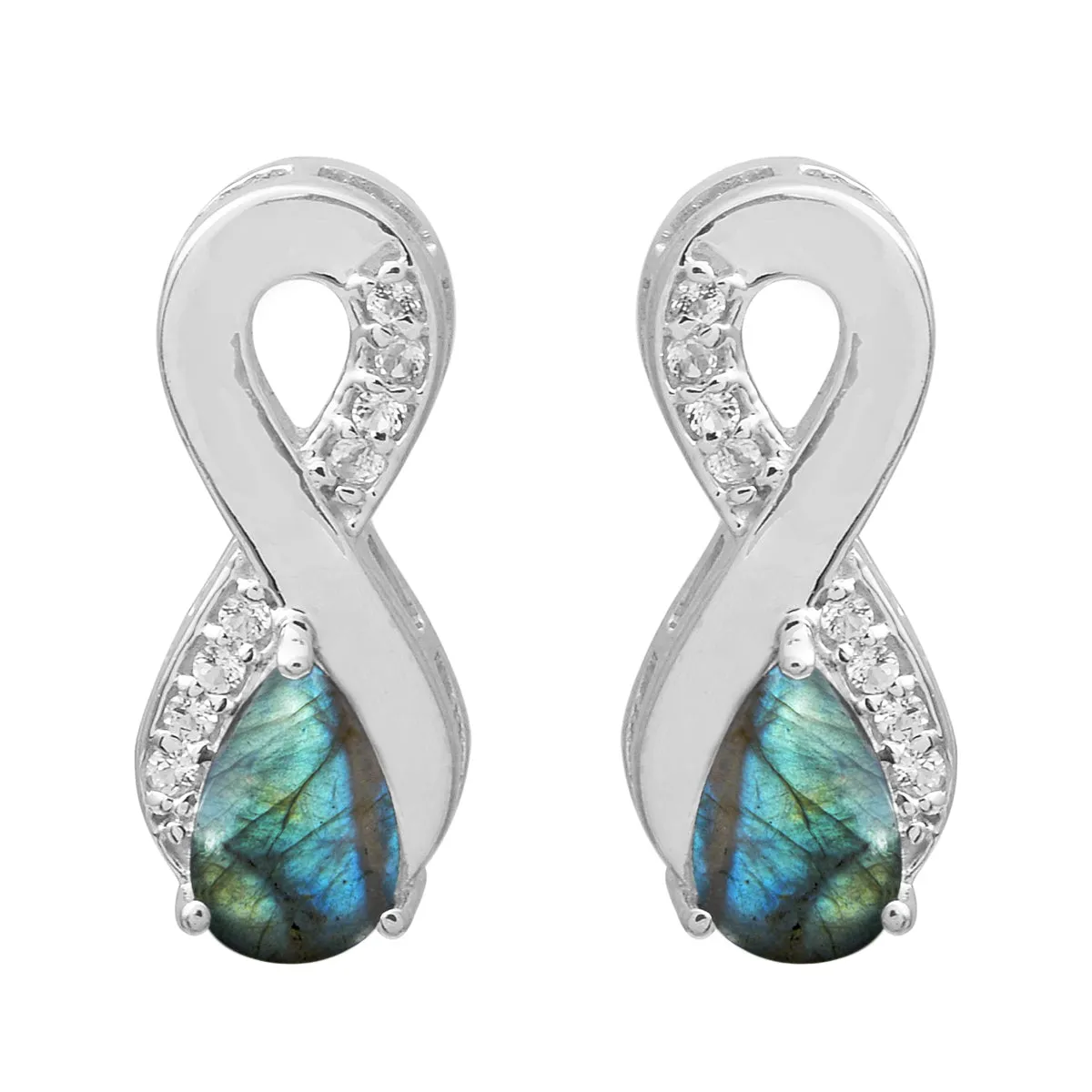 Art Deco Pear Multi Choice Gemstone 925 Sterling Silver Earring