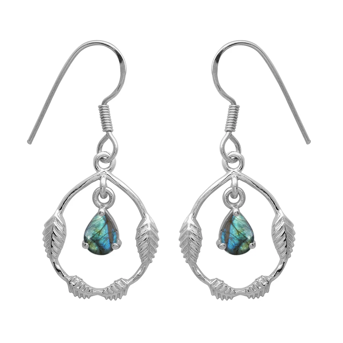 Art Deco Pear Multi Choice Gemstone 925 Sterling Silver Earring