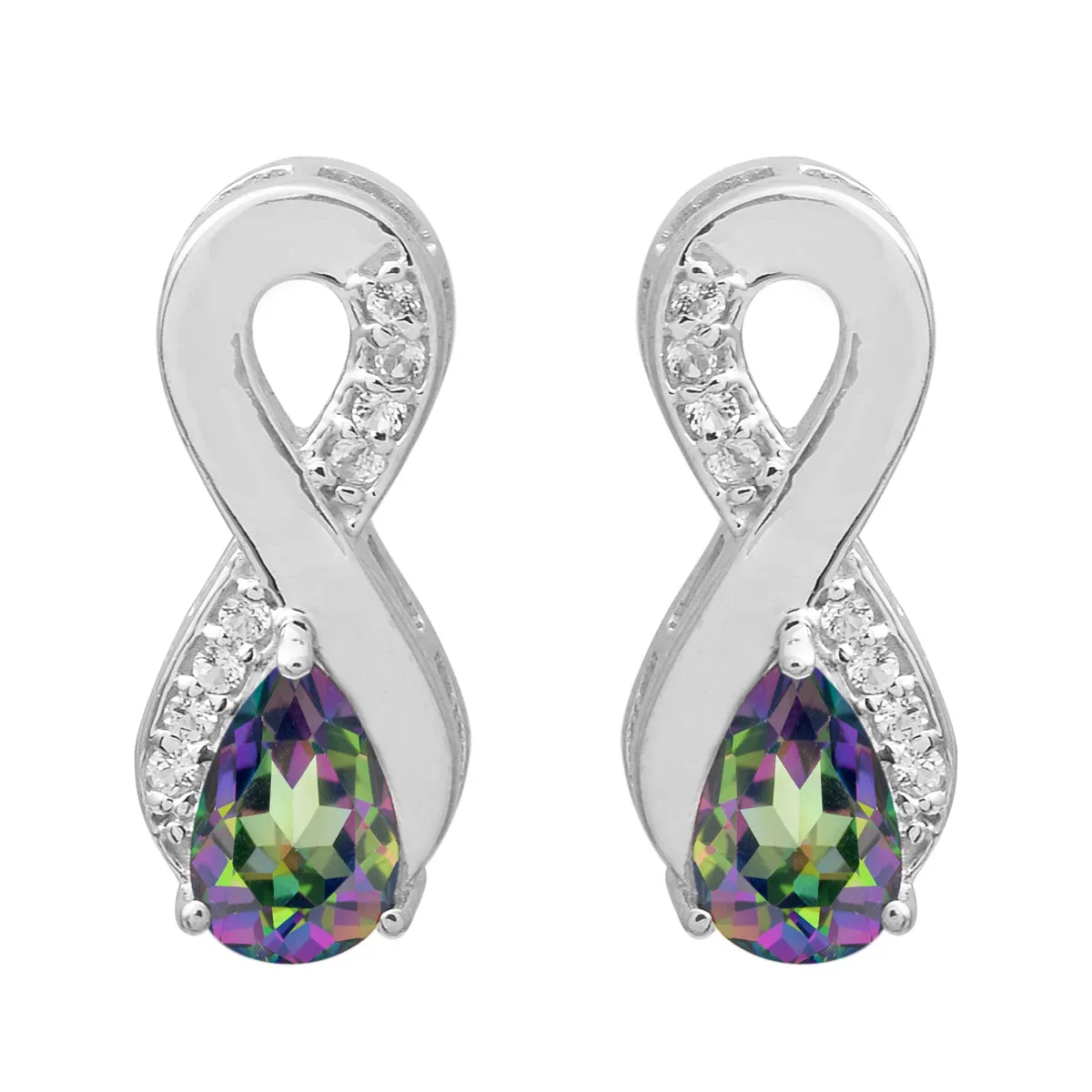 Art Deco Pear Multi Choice Gemstone 925 Sterling Silver Earring